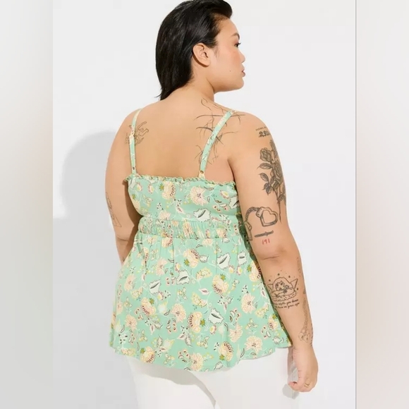 Torrid Mint Green Floral Babydoll Camisole Size 0 - Picture 2 of 5